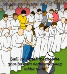 Safii ve Hanefi mezhebine gore bayram namazinda kac tekbir alinir